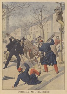 French Soldiers and Police Killing an Escaped Cow in Limoges by French School