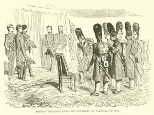French soldiers and the portrait of Napoleon