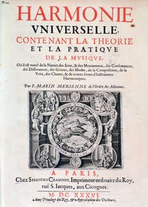 Frontispiece of Harmonie universelle contenant la theorie et la pratique de la musique, 1637 by French School