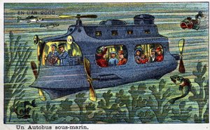 Futuredays: A Nineteenth Century Vision of the Year 2000 Series: An Underwater Bus. Chromolithography by Villemard by French School