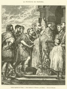 Imperial Gallery of Vienna, Saint Ambrose and Theodosius (engraving) by French School