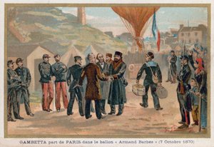 Gambetta Leaves Paris in the Hot Air Balloon Armand-Barbes by French School