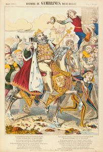 Gambriunus, Legendary King of Flanders, Broadsheet Published by Verlag Haguenthal, Pont-a-Mousson, 1860 by French School