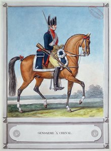 Gendarme mounted on a horse, c. 1812 by French School