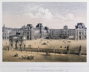 General view of the new Louvre: Arc du Carrousel - Engraving of the 19th century by French School