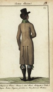 Gentleman in long riding coat by French School