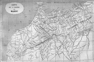 Geographic map of the empire of Morocco in 859. Engraving in Le Monde Illustré n°129 of 1 October 1859.