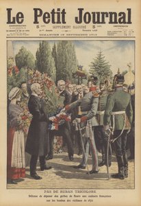 German soldiers refusing to allow wreaths with French tricolour ribbons to be placed on the tombs of soldiers killed in the Franco-Prussian War