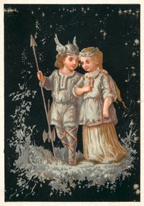 Girl and Boy in Norse or Germanic Costume by French School