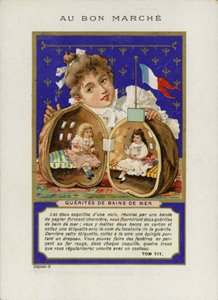 Girl Playing with Dolls Sitting Inside Walnut Shell, Guerites de Bains de Mer by French School