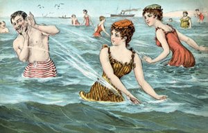 Girls Splashing a Man in the Sea