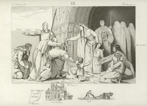 Giving alms to the poor, reign of Chlothar III, King of Neustria and Burgundy, 7th Century