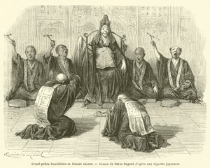 Buddhist High Priest Being Worshipped (engraving) by French School