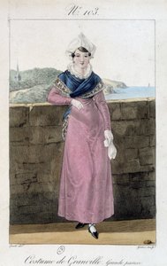 Granville female costume - engraving by French School