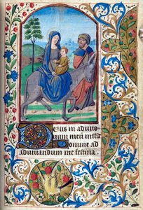 Flight into Egypt, from Book of Hours, Use of Paris, mid-15th century (H/L-3-3 fol. 74r)