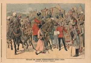 Habibullah Kahn, Emir of Afghanistan arriving at Peshawar, India by French School