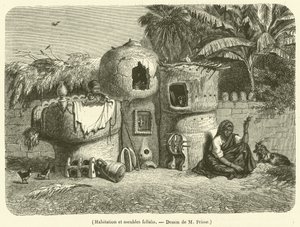 Habitation and Furniture of Fellahs (engraving) by French School