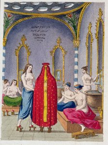 Hammam in Turkey, illustrated plate from Moeurs, usages et costumes des ottomans by A. Castellan, Paris, c.1810