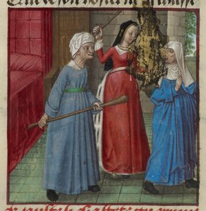 Miniature of Beaute (Beauty) and Laideur (Ugliness) fighting Chastete (Chastity) from the Roman de la Rose, c.1490-1500 by French School