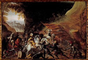 Henry IV loading at the head of his cavalry. Anonymous French painting of the 17th century. Oil on wood. Pau, Musee Du Chateau