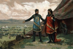 Henry I, King of France (1008-1060) received the Duke of Normandy Robert the Devil (also known as Le Magnifique) and provided him with an army to regain his kingdom. by French School