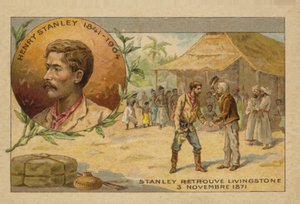 Henry Stanley finding David Livingstone in Africa on 3 November 1871 by French School
