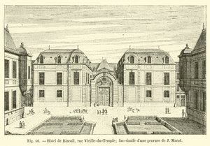 Hotel de Bizeuil, Rue Vieille-du-Temple; Facsimile of an Engraving by J Marot by French School