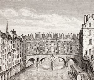 Houses on the Saint-Michel Bridge, Paris by French School