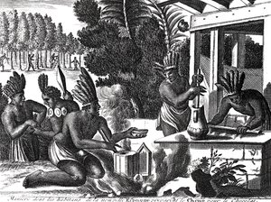 How the Natives of New Spain Prepared Cacao for Chocolate by French School