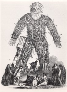 Human sacrifice by Gaulish Druids in a Wicker Man, from Magasin Pittoresque, 1833