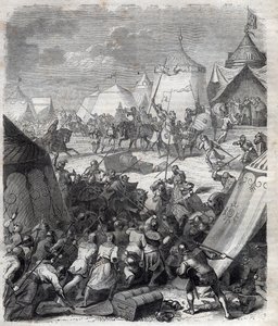 Hundred Years War: Battle of Poitiers (1356). Engraving in 