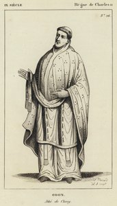 9th Century, Reign of Charles II, Odon, Abbot of Cluny (engraving) by French School