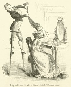 One Must Suffer to Be Beautiful, Print from the Album of Good Taste (engraving)