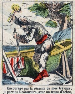 Illustration for the book of Daniel Defoe "Robinson Crusoe". Epinal imaging from the end of the 19th century. by French School