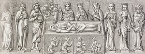 Illustration after the bas-relief on the tomb of Elisabeth of Hungary, from 