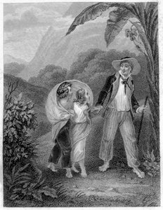 Illustration of Paul and Virginia. Novel by Henri Bernardin de Saint Pierre, French writer (1737-1814)