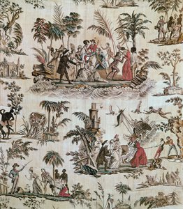 Illustrations of incidents from the novel Paul et Virginie, Toile de Nantes, c.1800