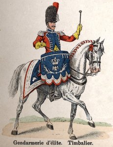 Imperial Guard Napoleon I: Elite Gendarmerie - Timbalier. Plate from the book Les Uniforms de l
