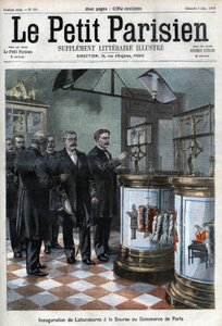 Inauguration of laboratories at the trade exchange: Mr Masson, president of the Chamber of Commerce of Paris, presents to Millerand Minister of Commerce the new premises for the condition of bristles and wools and the laboratory for paper testing. by French School