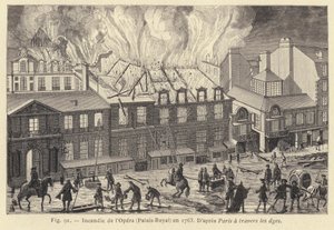 Fire at the Opera, Palais-Royal, in 1763 by French School