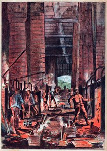 Industrial Revolution - Puddling furnace - Puddler Ovens. Engraving in 