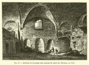 Interior of the Great Roman Hall of the Palace of the Thermes, in 1810 by French School