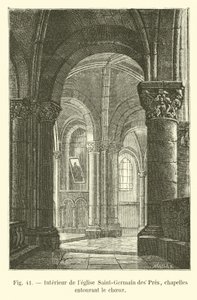 Interior of the Saint-Germain des Pres church, chapels surrounding the choir by French School