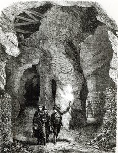 Interior of Catacombs, Paris