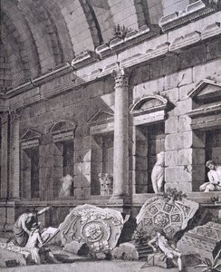 Interior of the Temple of Diana, Nimes, from Antiquities of France: Vol I, Monuments of Nimes by French School