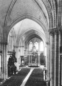 Interior view of the nave and the choir by French School
