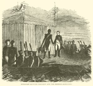 Interview between Napoleon and the Emperor Alexander by French School