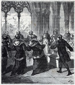 JEAN ANTOINE NOLLET (1700-1770) gave an electric concussion to the religious of a convent in Carthusian - Engraving in Sciences brought to the reach of all - physics and chemistry by Alexis Clerc - Late 19th century - Private collection