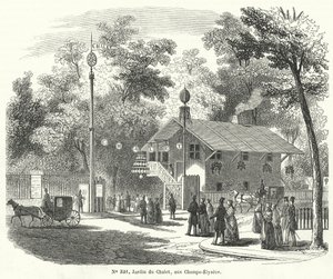 Jardin du Chalet, Champs Elysees, Paris (engraving) by French School