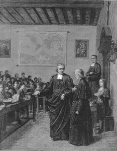 Jean Baptiste De La Salle showing one of his schools by French School